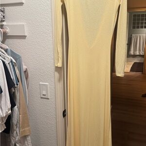 PrettyLittleThing Soft Yellow Long Sleeve Dress